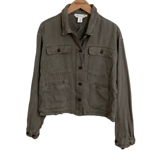 C&C California Jackets & Blazers - C&C California Linen Blend Utility Jacket